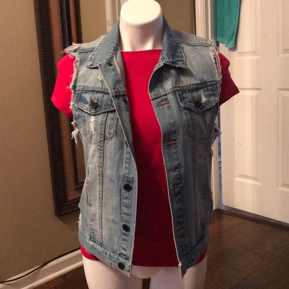 Kittenish Jean vest with American flag on back